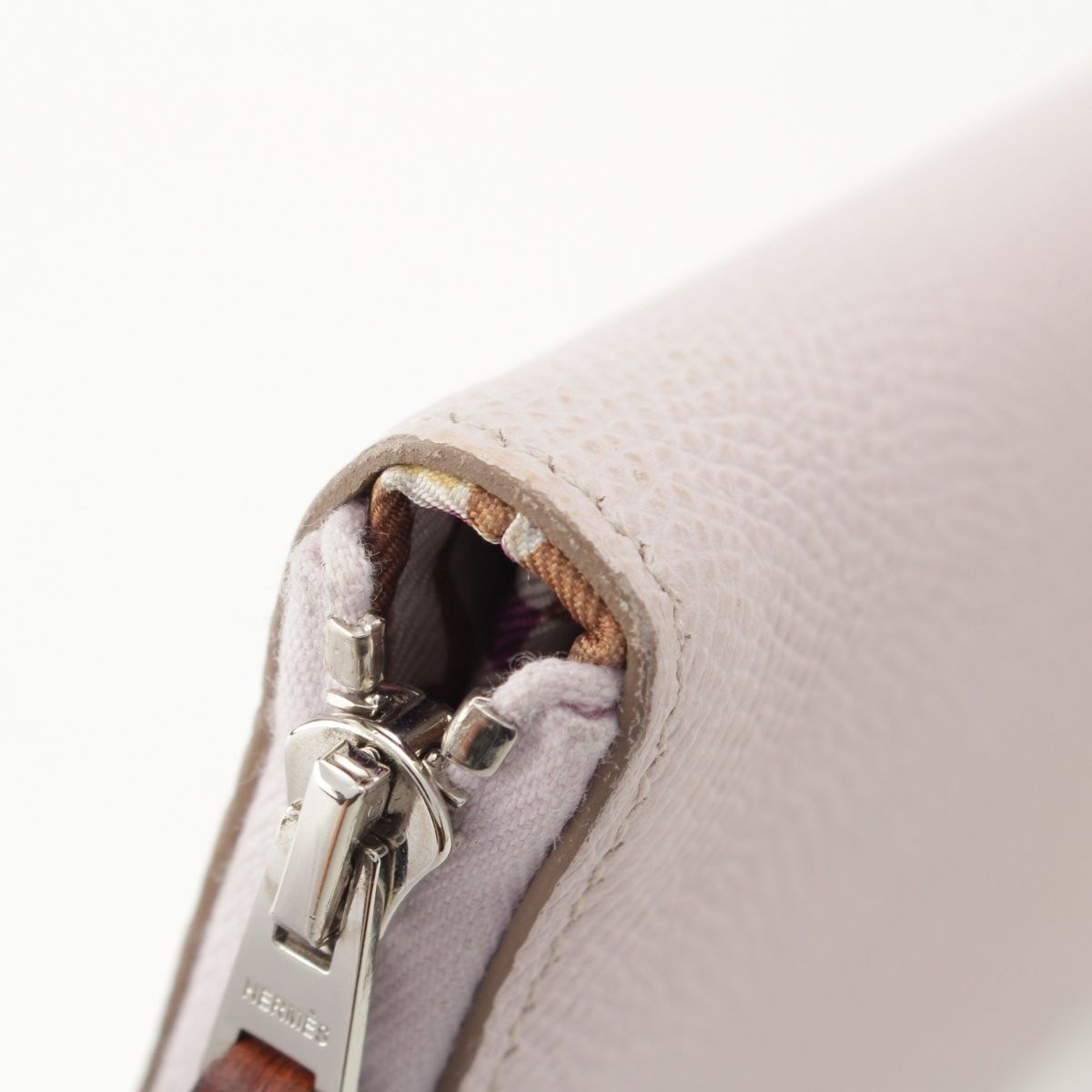 Hermes Azap Long Silk in Epsom Wallet Mauvepere Pink — view 9