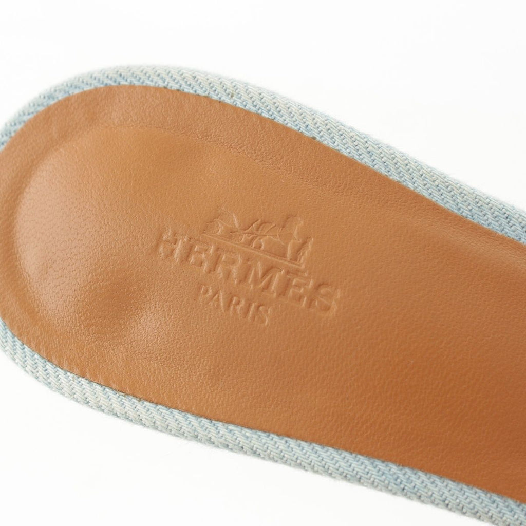 Hermes Oasis Denim Sandals Shoes Indigo — view 7