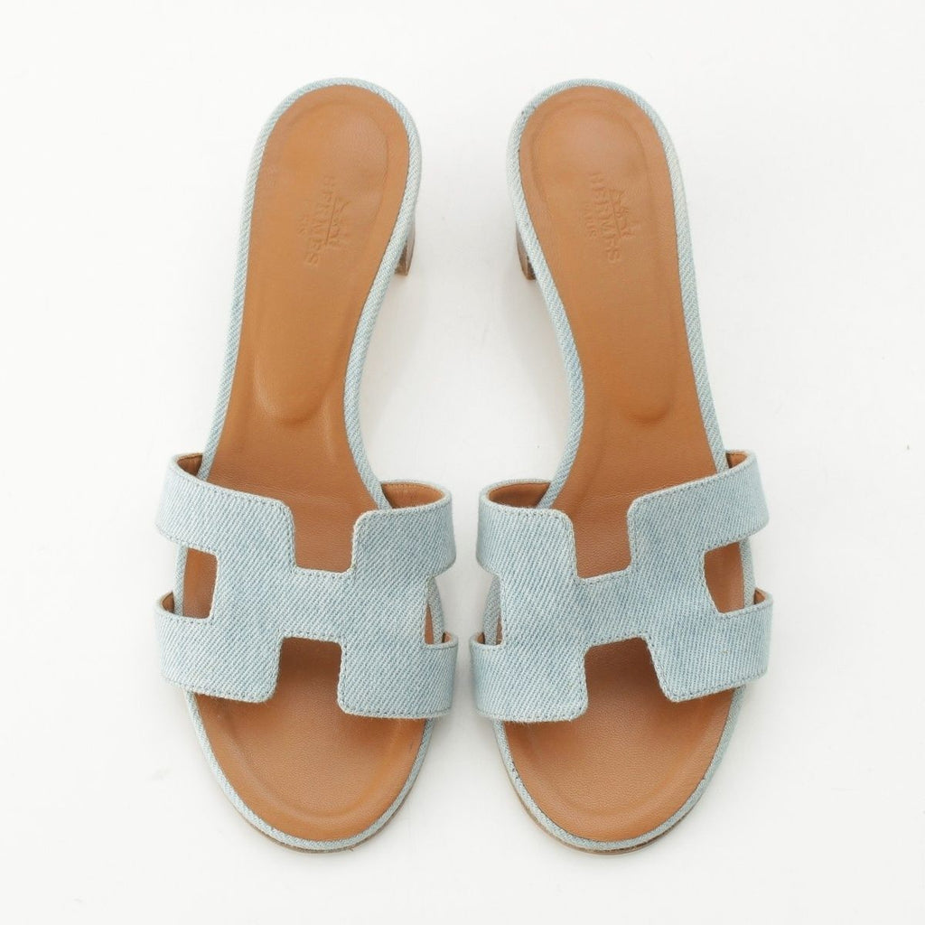 Hermes Oasis Denim Sandals Shoes Indigo — view 2
