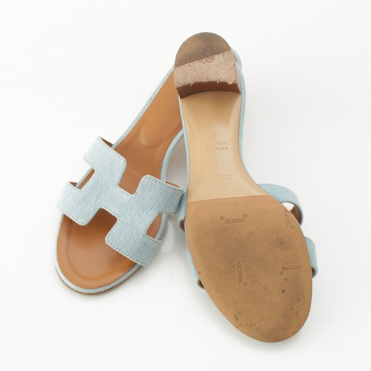Hermes Oasis Denim Sandals Shoes Indigo — view 5
