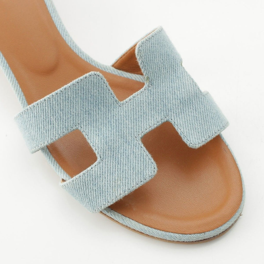 Hermes Oasis Denim Sandals Shoes Indigo — view 6