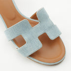 Hermes Oasis Denim Sandals Shoes Indigo — view 6