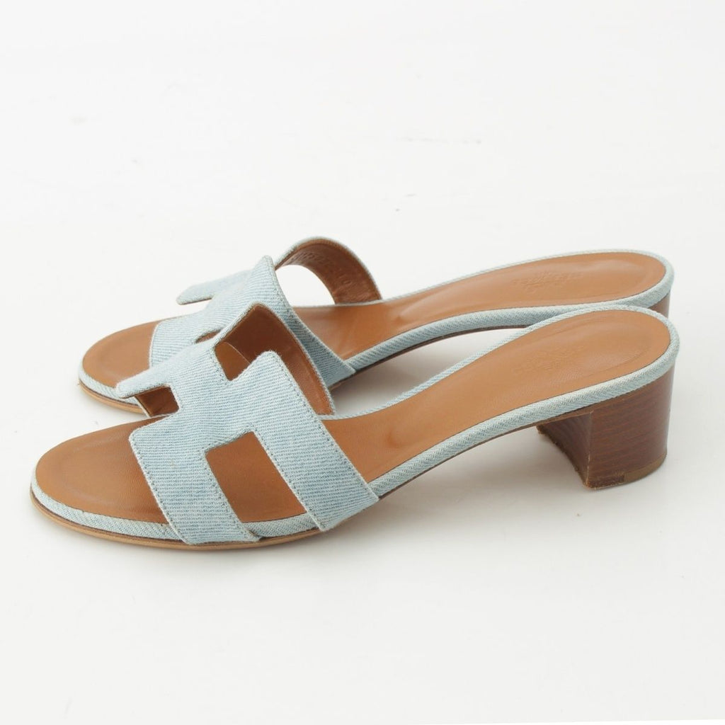 Hermes Oasis Denim Sandals Shoes Indigo — view 3