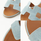 Hermes Oasis Denim Sandals Shoes Indigo — view 8