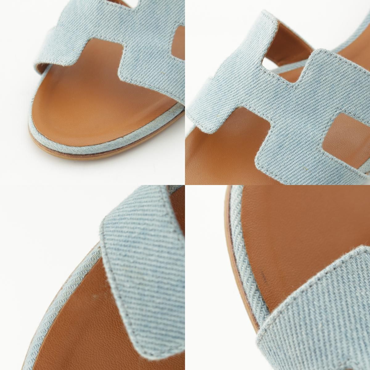Hermes Oasis Denim Sandals Shoes Indigo — view 8