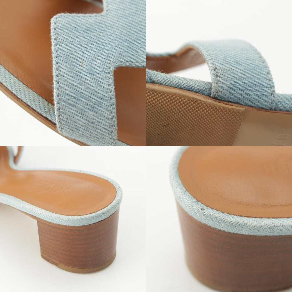 Hermes Oasis Denim Sandals Shoes Indigo — view 9