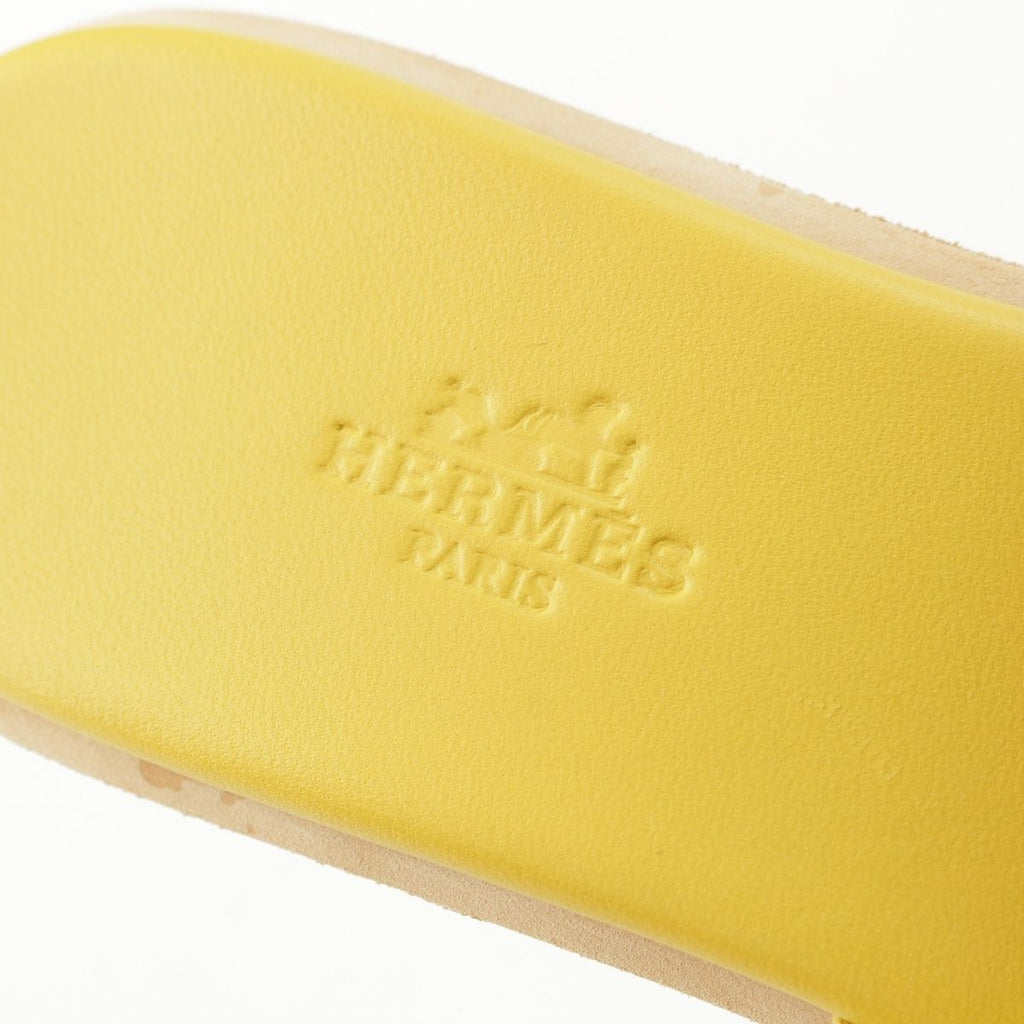 Hermes Eze Cork Sole Platform Sandals Shoes Yellow — view 7