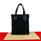 Loewe Vintage Anagram Pattern Canvas Leather Handbag Mini Tote Black