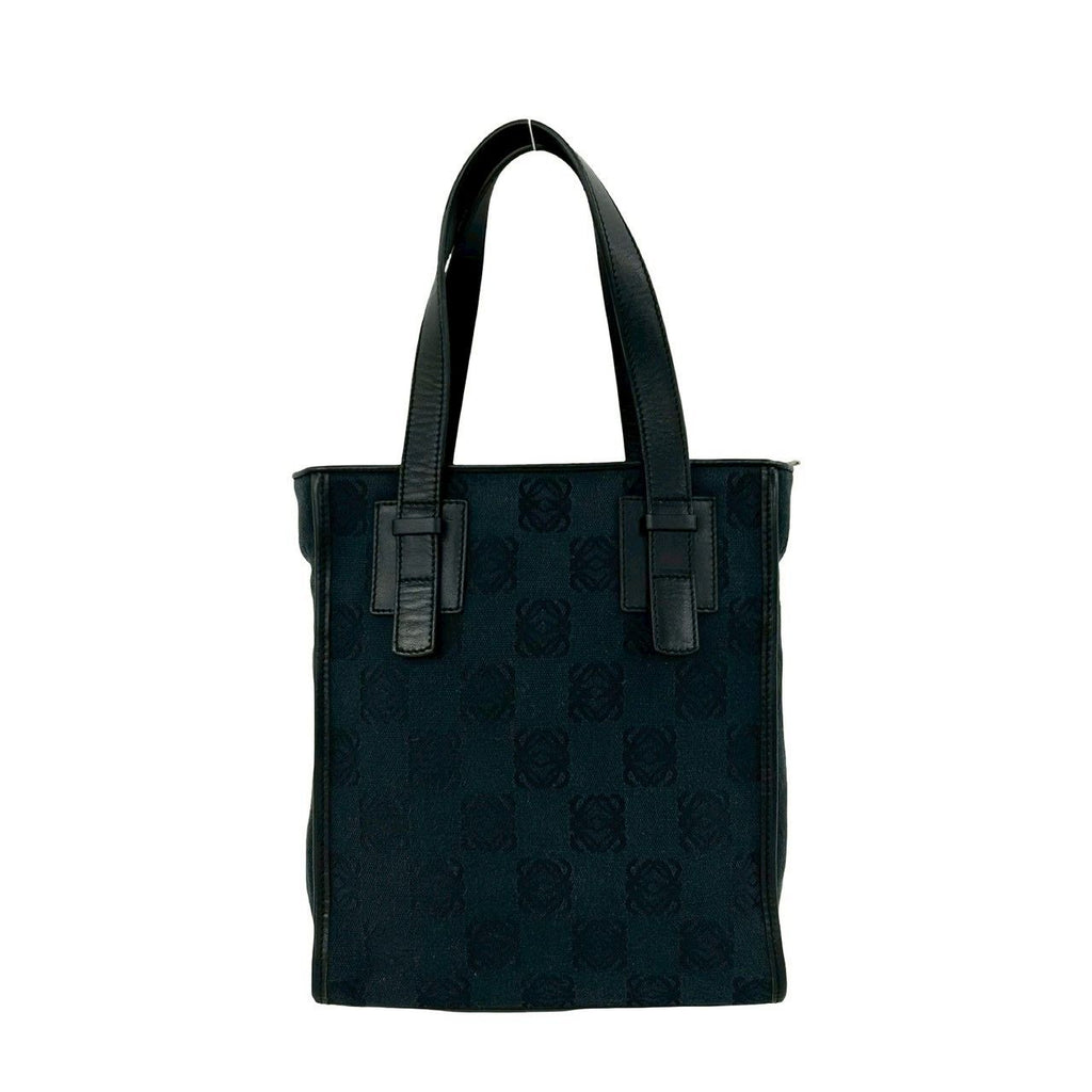 Loewe Vintage Anagram Pattern Canvas Leather Handbag Mini Tote Black — view 3
