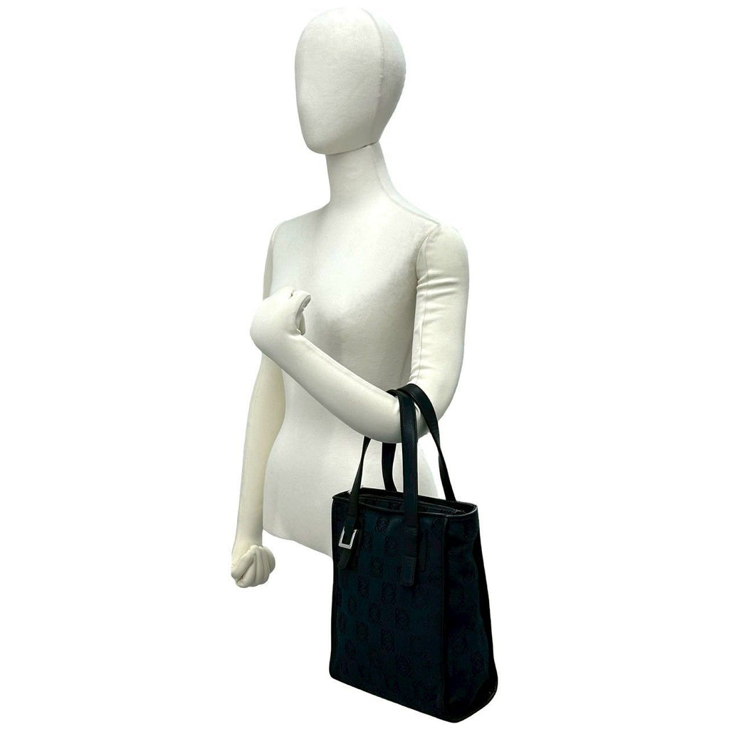 Loewe Vintage Anagram Pattern Canvas Leather Handbag Mini Tote Black — view 2