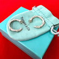 Tiffany & Co Box Vintage Bamboo Hoop Earrings 925 Sterling Silver