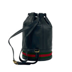 Gucci Vintage Sherry Line Leather Drawstring Shoulder Bag Black — view 3