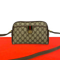 Gucci Vintage Sherry Line GG Logo Leather Shoulder Bag Brown