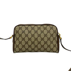Gucci Vintage Sherry Line GG Logo Leather Shoulder Bag Brown — view 3