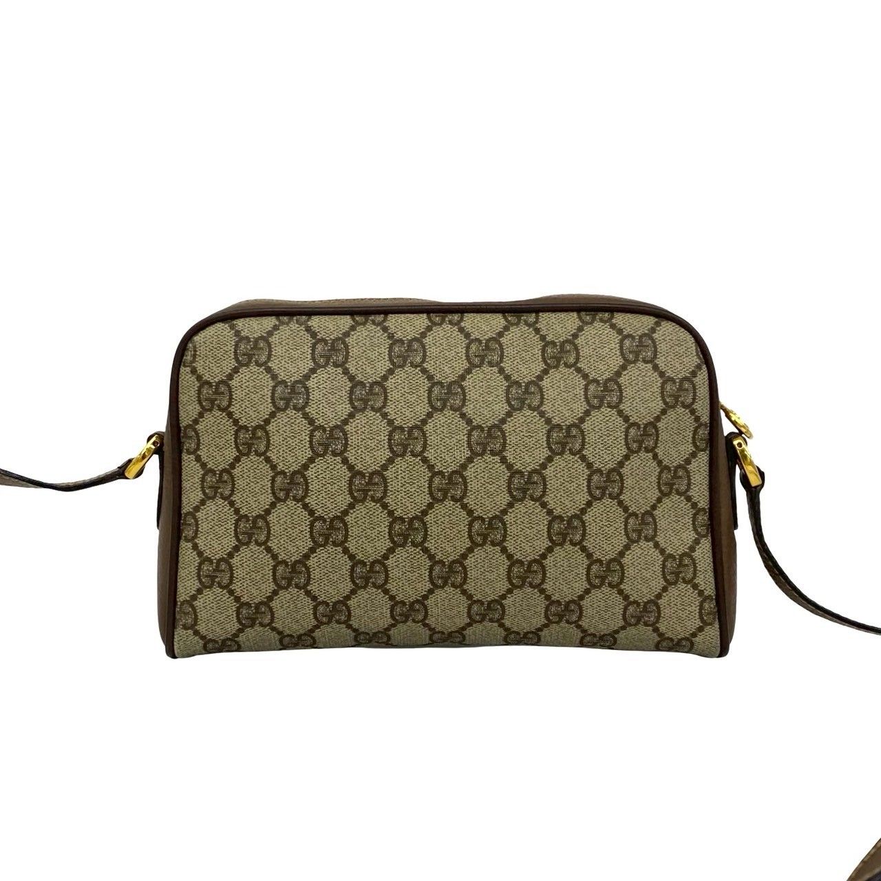 Gucci Vintage Sherry Line GG Logo Leather Shoulder Bag Brown — view 3