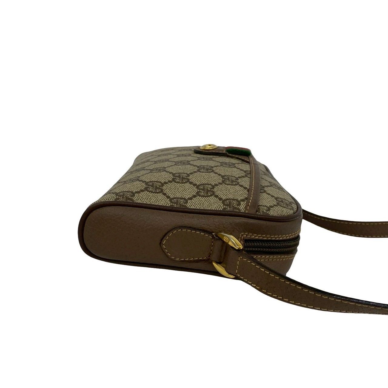 Gucci Vintage Sherry Line GG Logo Leather Shoulder Bag Brown — view 6