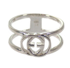 Gucci Interlocking Wide Open Band Stamp Available Ring 925 Sterling Silver