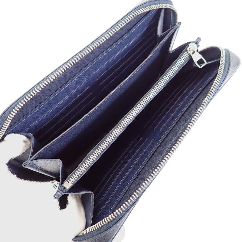 Louis Vuitton Zippy XL Taiga Line Wallet Leather Navy Blue Marine Mini — view 8