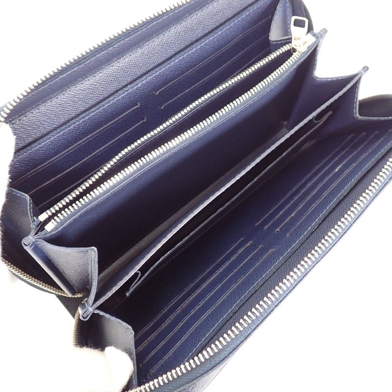 Louis Vuitton Zippy XL Taiga Line Wallet Leather Navy Blue Marine Mini — view 9