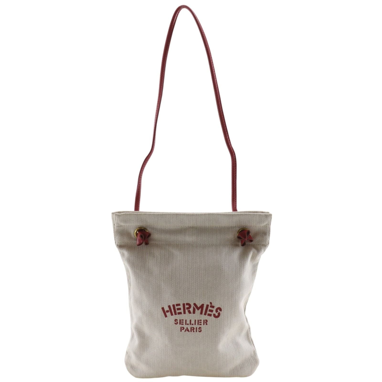Hermes Aline PM Toileche Blanc Leather Ivory Red Shoulder