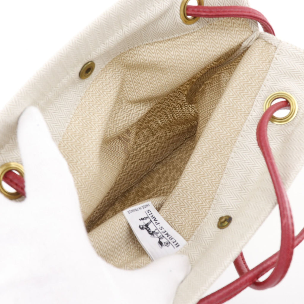 Hermes Aline PM Toileche Blanc Leather Ivory Red Shoulder — view 6