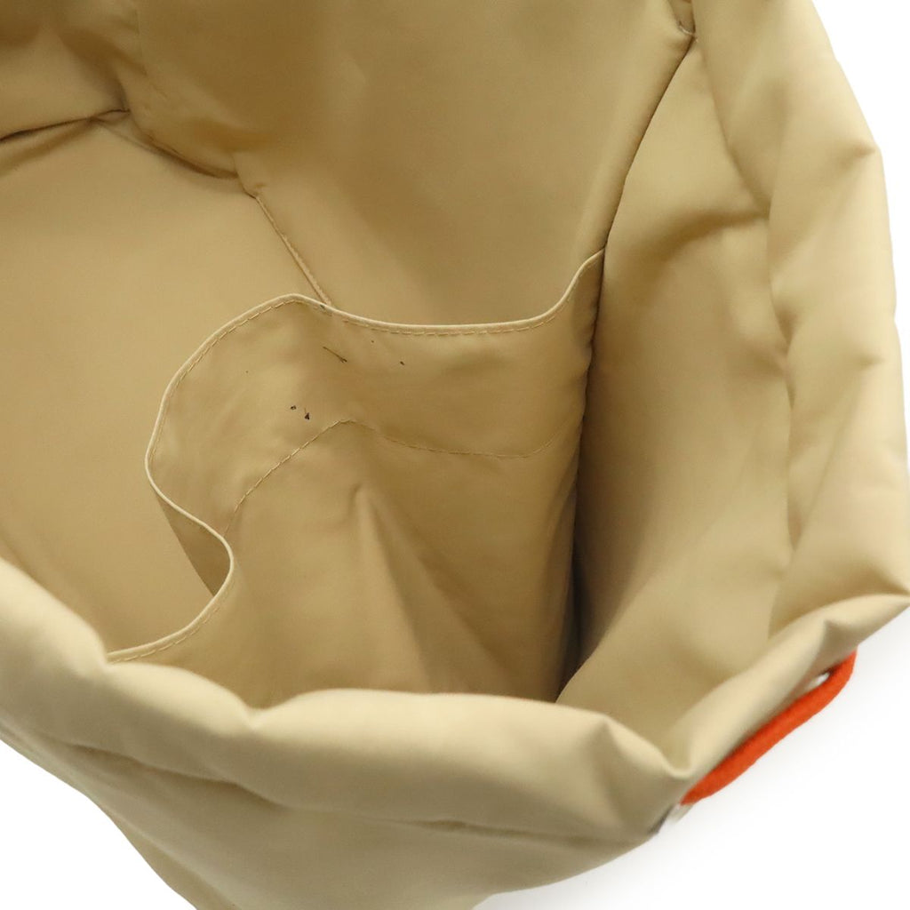 Hermes Cabrio Mother's Tote Shoulder Bag Horse Embroidery Canvas Cotton Orange — view 9