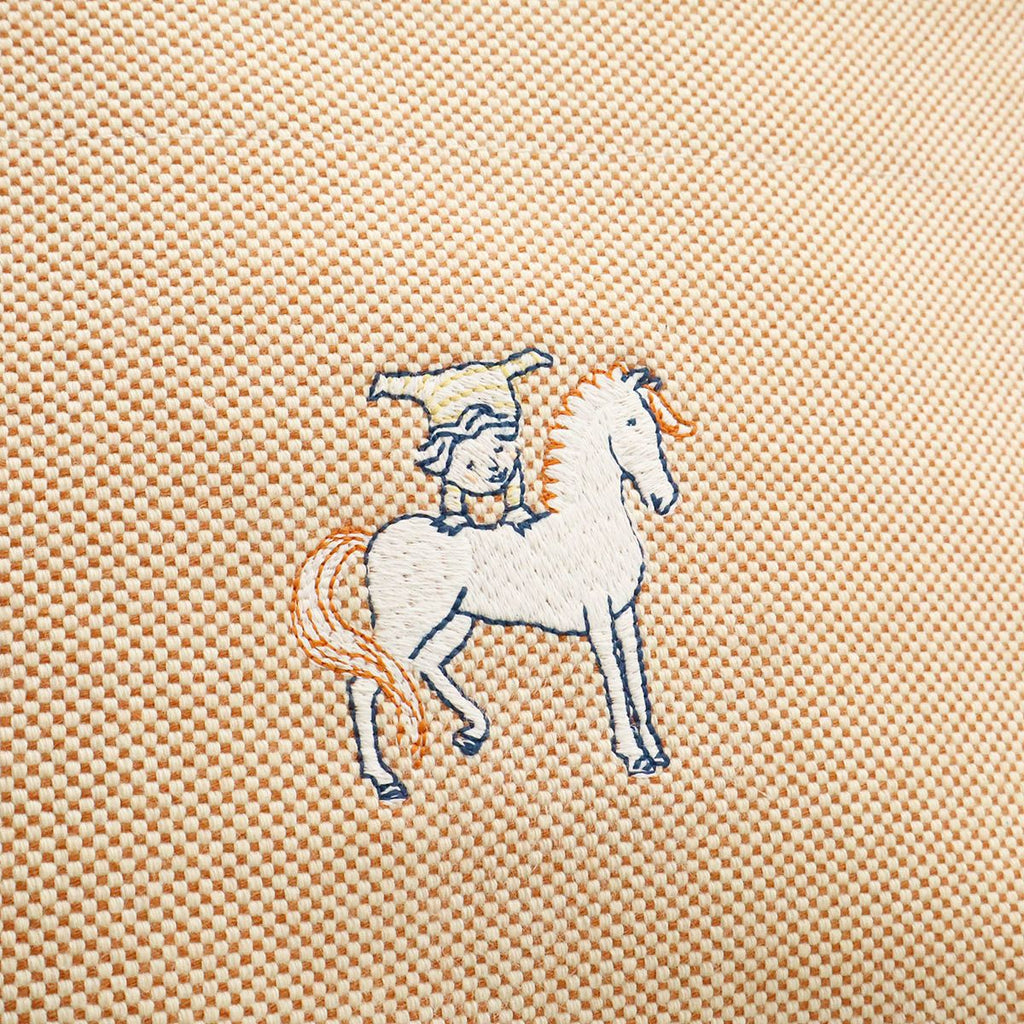 Hermes Cabrio Mother's Tote Shoulder Bag Horse Embroidery Canvas Cotton Orange — view 8