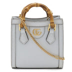 Gucci Diana Nano Mini Bag Top Handle 2-Way Chain Leather Pale Blue