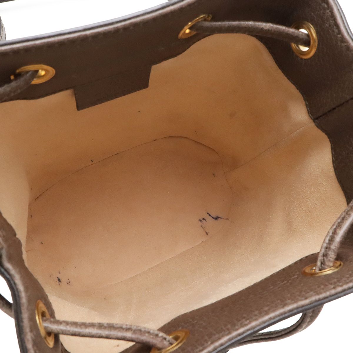 Gucci Ophidia GG Supreme Mini Bucket Bag Web Line Drawstring Leather Beige — view 6