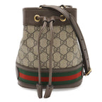 Gucci Ophidia GG Supreme Mini Bucket Bag Web Line Drawstring Leather Beige