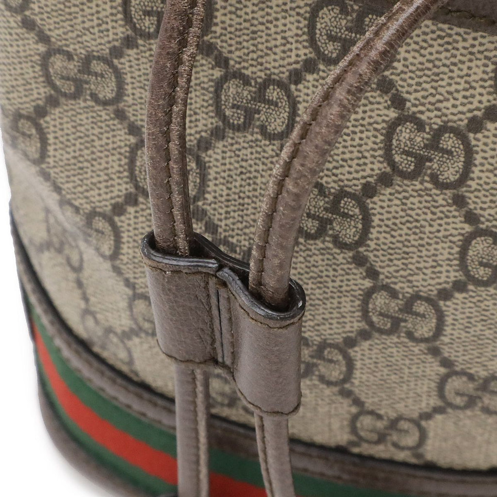 Gucci Ophidia GG Supreme Mini Bucket Bag Web Line Drawstring Leather Beige — view 4