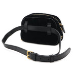 Prada Quilted Belt Bag Waist Pouch 2-Way Clutch Velour Nero Black Gold — view 2