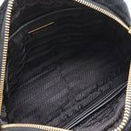 Prada Quilted Belt Bag Waist Pouch 2-Way Clutch Velour Nero Black Gold — view 6