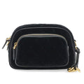 Prada Quilted Belt Bag Waist Pouch 2-Way Clutch Velour Nero Black Gold