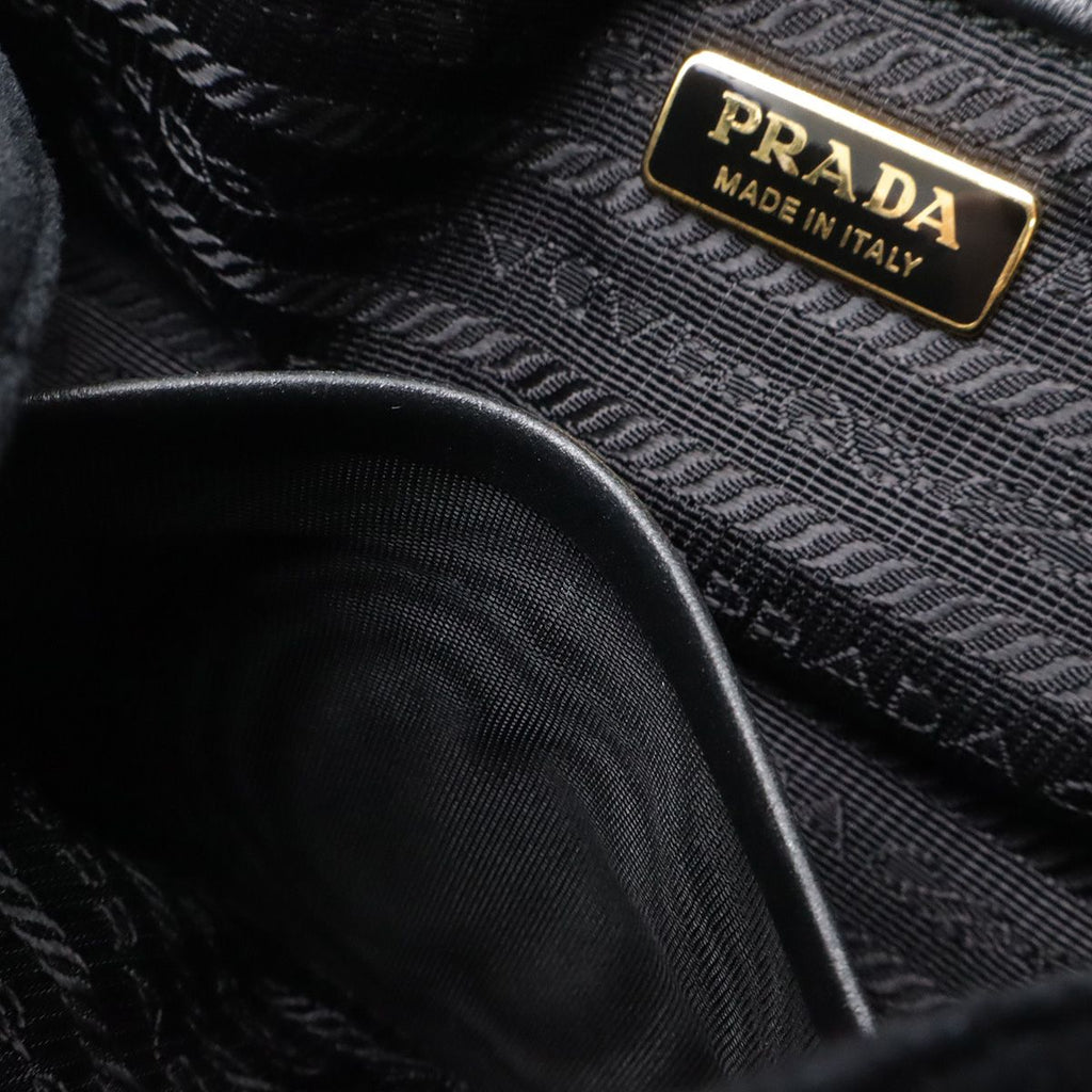 Prada Quilted Belt Bag Waist Pouch 2-Way Clutch Velour Nero Black Gold — view 7