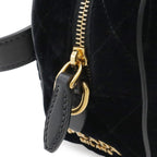 Prada Quilted Belt Bag Waist Pouch 2-Way Clutch Velour Nero Black Gold — view 4