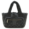 Chanel Coco Cocoon Small Tote Quilted Nylon Leather Black Silver