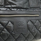Chanel Coco Cocoon Small Tote Quilted Nylon Leather Black Silver — view 8