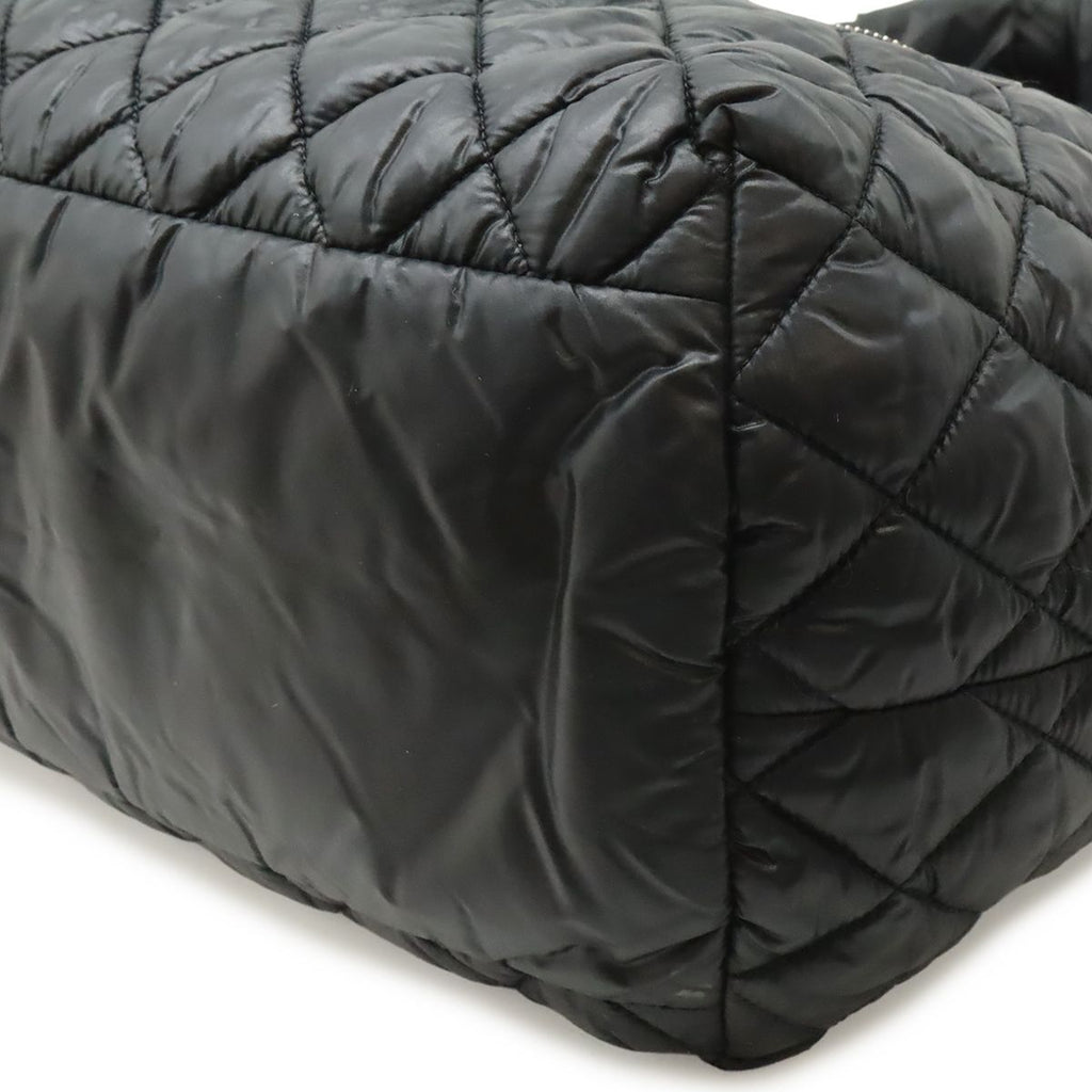 Chanel Coco Cocoon Small Tote Quilted Nylon Leather Black Silver — view 3