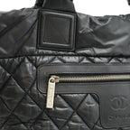 Chanel Coco Cocoon Small Tote Quilted Nylon Leather Black Silver — view 7