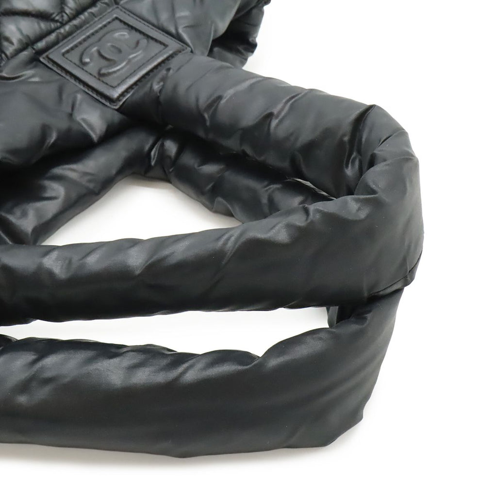 Chanel Coco Cocoon Small Tote Quilted Nylon Leather Black Silver — view 4