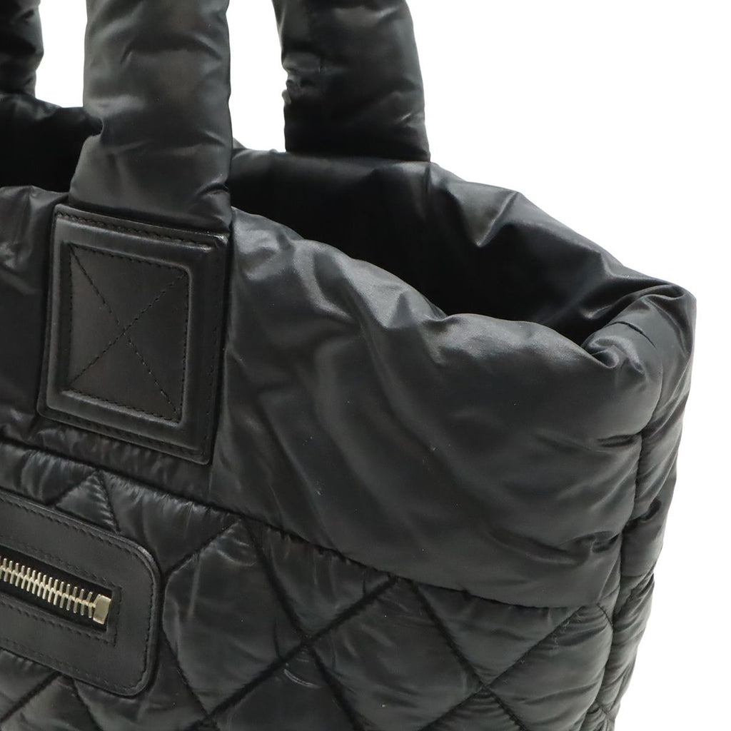 Chanel Coco Cocoon Small Tote Quilted Nylon Leather Black Silver — view 6