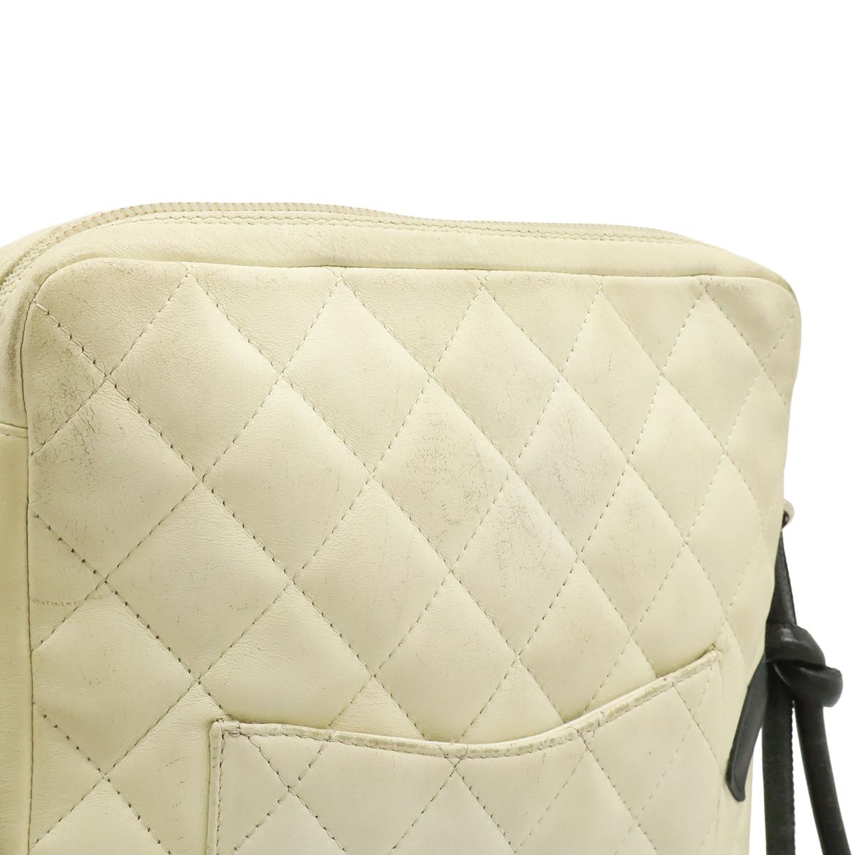 Chanel Cambon Line CC Logo Pochette Shoulder Bag Crossbody Soft Calf White Black — view 7