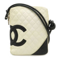 Chanel Cambon Line CC Logo Pochette Shoulder Bag Crossbody Soft Calf White Black