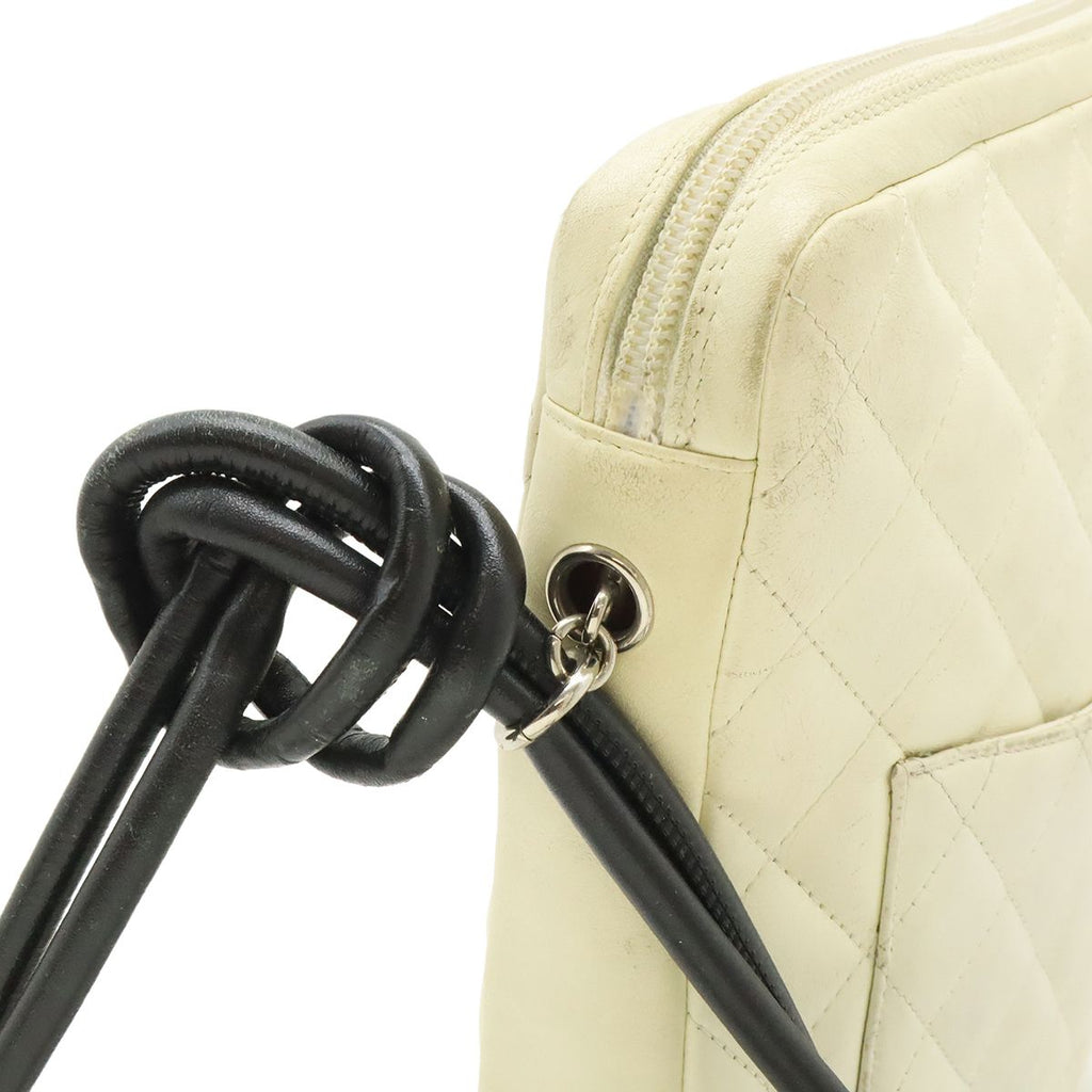 Chanel Cambon Line CC Logo Pochette Shoulder Bag Crossbody Soft Calf White Black — view 8