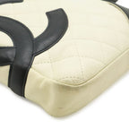 Chanel Cambon Line CC Logo Pochette Shoulder Bag Crossbody Soft Calf White Black — view 3