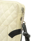 Chanel Cambon Line CC Logo Pochette Shoulder Bag Crossbody Soft Calf White Black — view 4