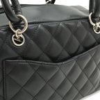 Chanel Cambon Line Bowling Bag Bow Shoulder Soft Calf Enamel Black — view 8