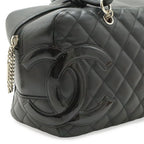 Chanel Cambon Line Bowling Bag Bow Shoulder Soft Calf Enamel Black — view 9
