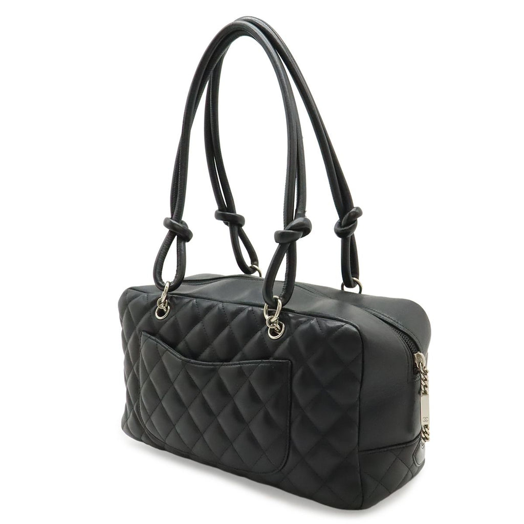 Chanel Cambon Line Bowling Bag Bow Shoulder Soft Calf Enamel Black — view 2